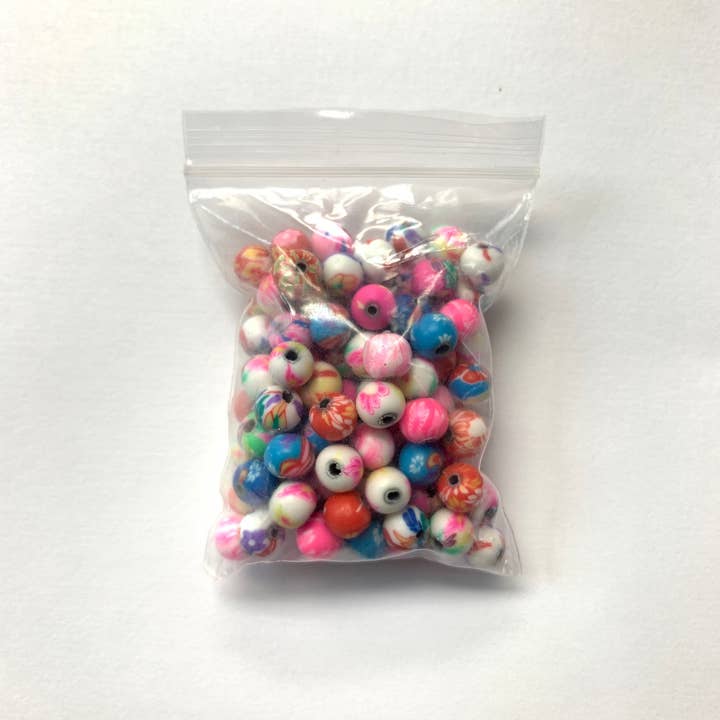 The Bead Bazaar - Wholesale Beads - 100 Bright Flower Beads, 90's Boho Accent Flower Beads, Colo9
