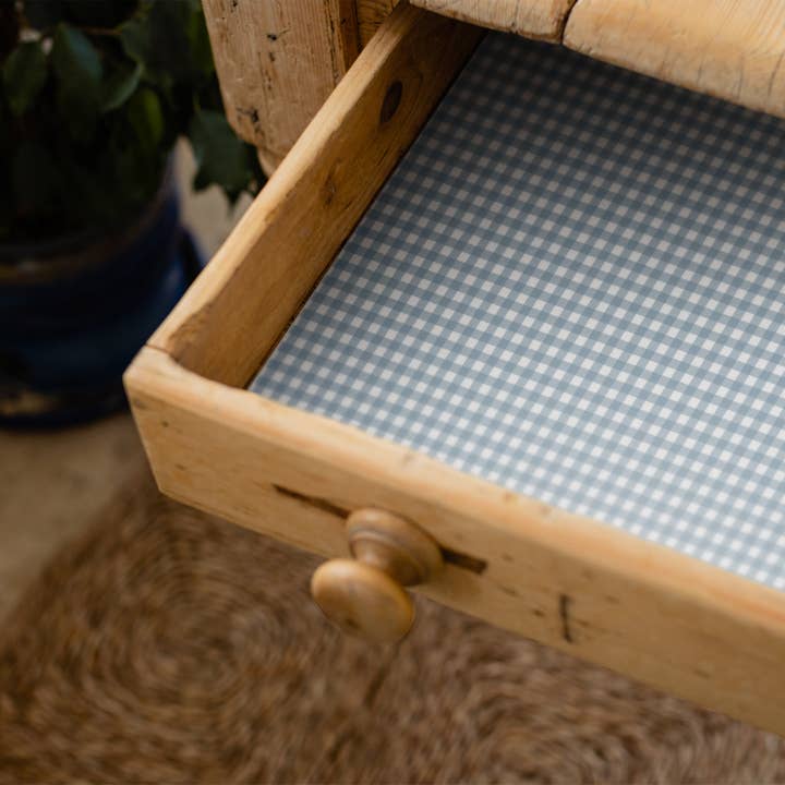 FRESH LINEN SCENTED Drawer Liners in DUCK EGG Blue GINGHAM for wholesale by The Master Herbalist