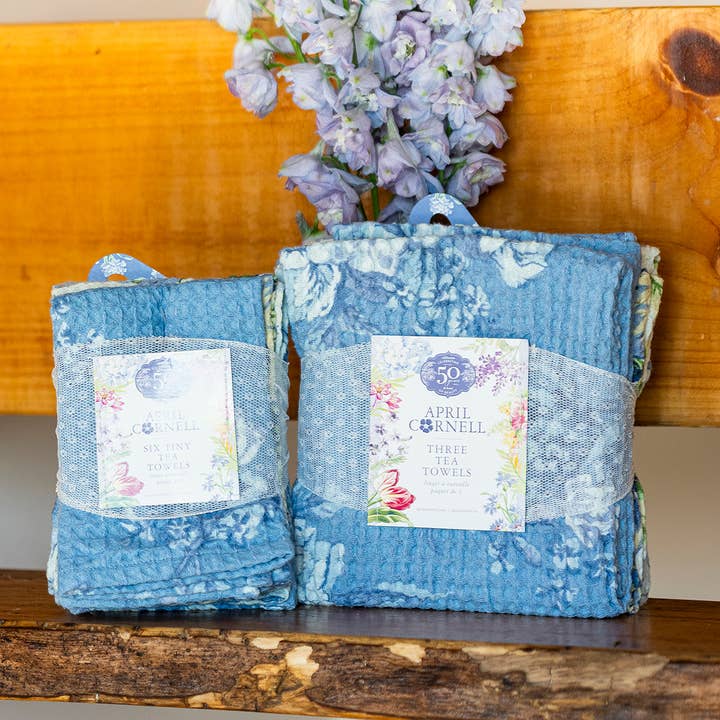April Cornell - Wholesale Hand Towel - Washed Blue Patchwork Tea Towel Bundle