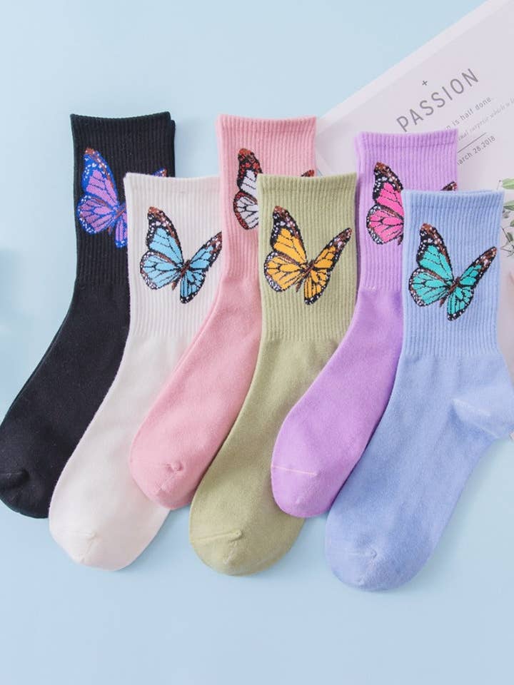 Rufia - Butterfly Print Colorful Socks for wholesale by Funkyrel® Atzbranding Limited