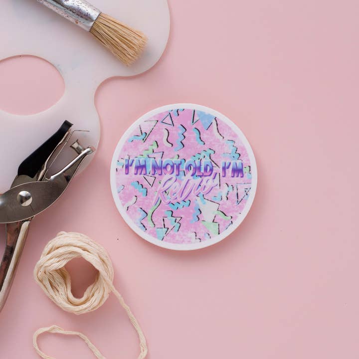 Not Old, Retro Vinyl Sticker for wholesale by Rachel’s little design corner