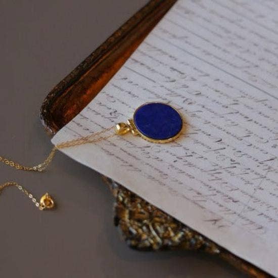 LanLivia - Wholesale Pendant/Charm Necklace - Helios Lapis Lazuli Round Pendant Necklace3