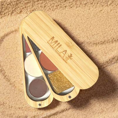 Double Stacked Refillable Bamboo Cosmetic Palette for wholesale by Mila Sustainable Packaging Company