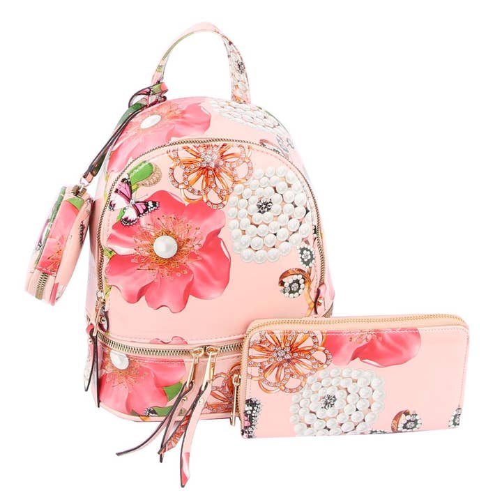 Conjunto de mochila floral blush por atacado de PinktownUSA
