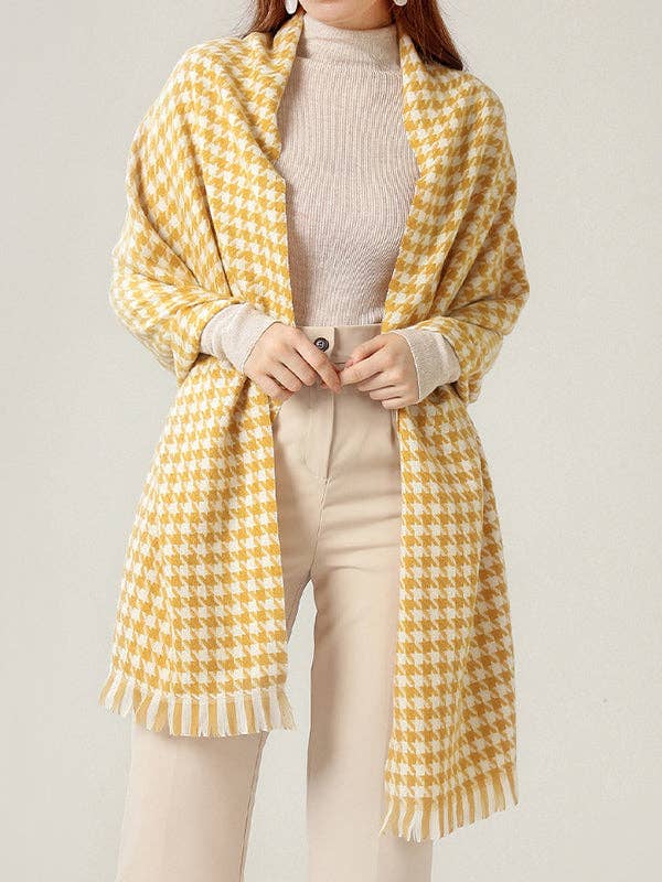 VividLux - Wholesale Scarf - Women's - Fringed Houndstooth Keep Warm Shawl&Scarf10