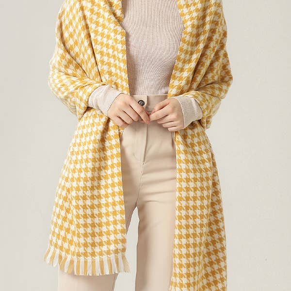VividLux - Wholesale Scarf - Women's - Fringed Houndstooth Keep Warm Shawl&Scarf10