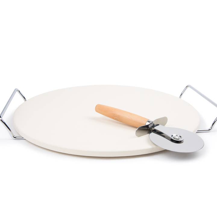 Fox Run Brands - Wholesale Pizza Board - Fox Run 12.5" Pizza Stone Set, Rack and Pizza Cutter