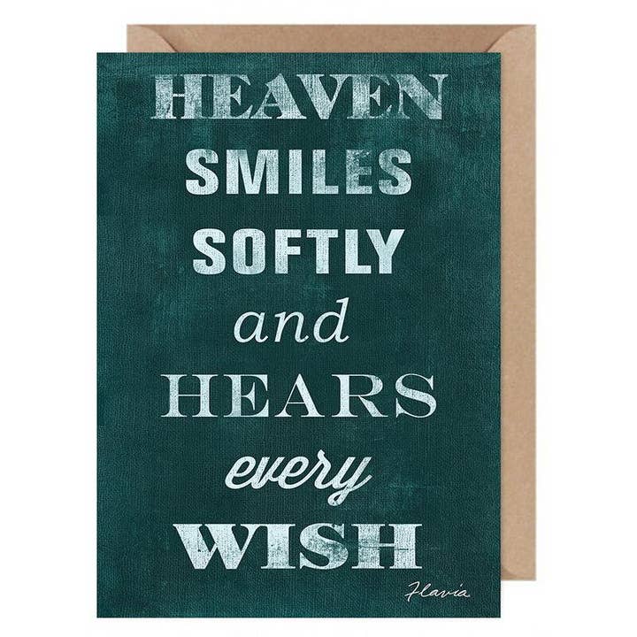 Heaven Smiles Softly... Flavia Weedn Tarjeta Flavia Weedn 100% algodón fabricado en Suiza para venta al por mayor de Flavia Art Studios