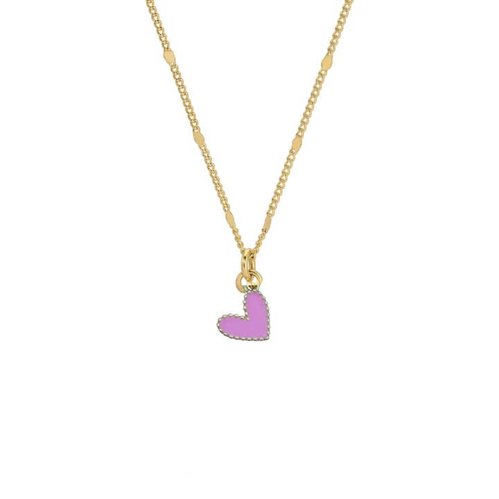Small Pink Enamel Heart Necklace (NK166) for wholesale by Meghan Bo Designs