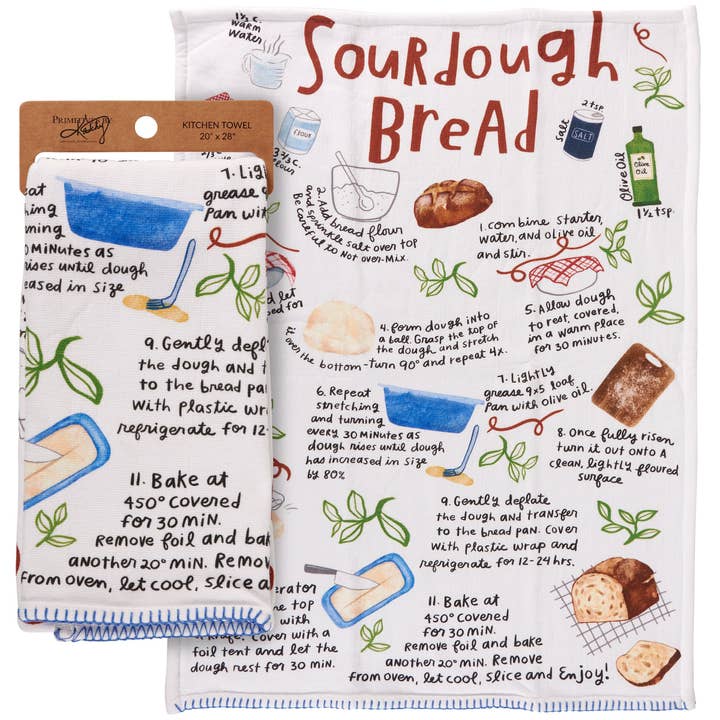 Sourdough Bread Recipe Kitchen Towel for wholesale by Primitives by Kathy