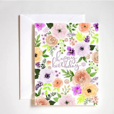 Stephanie Tara Stationery - Wholesale Birthday Card - Happy Birthday Vintage Floral Greeting Card