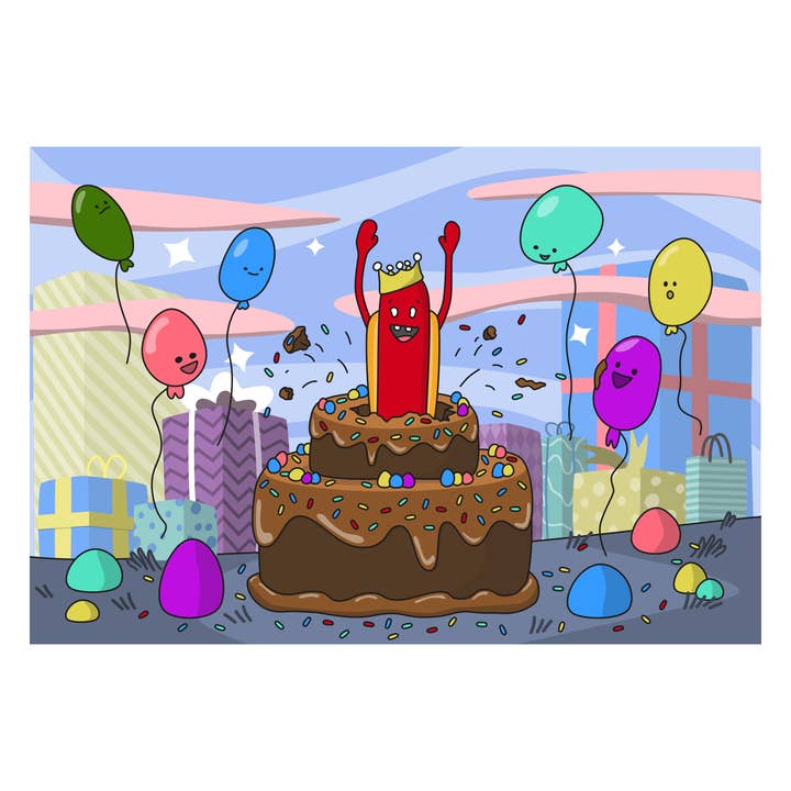 Postcard - Happy Birthday for wholesale by Haha Hot Dogs