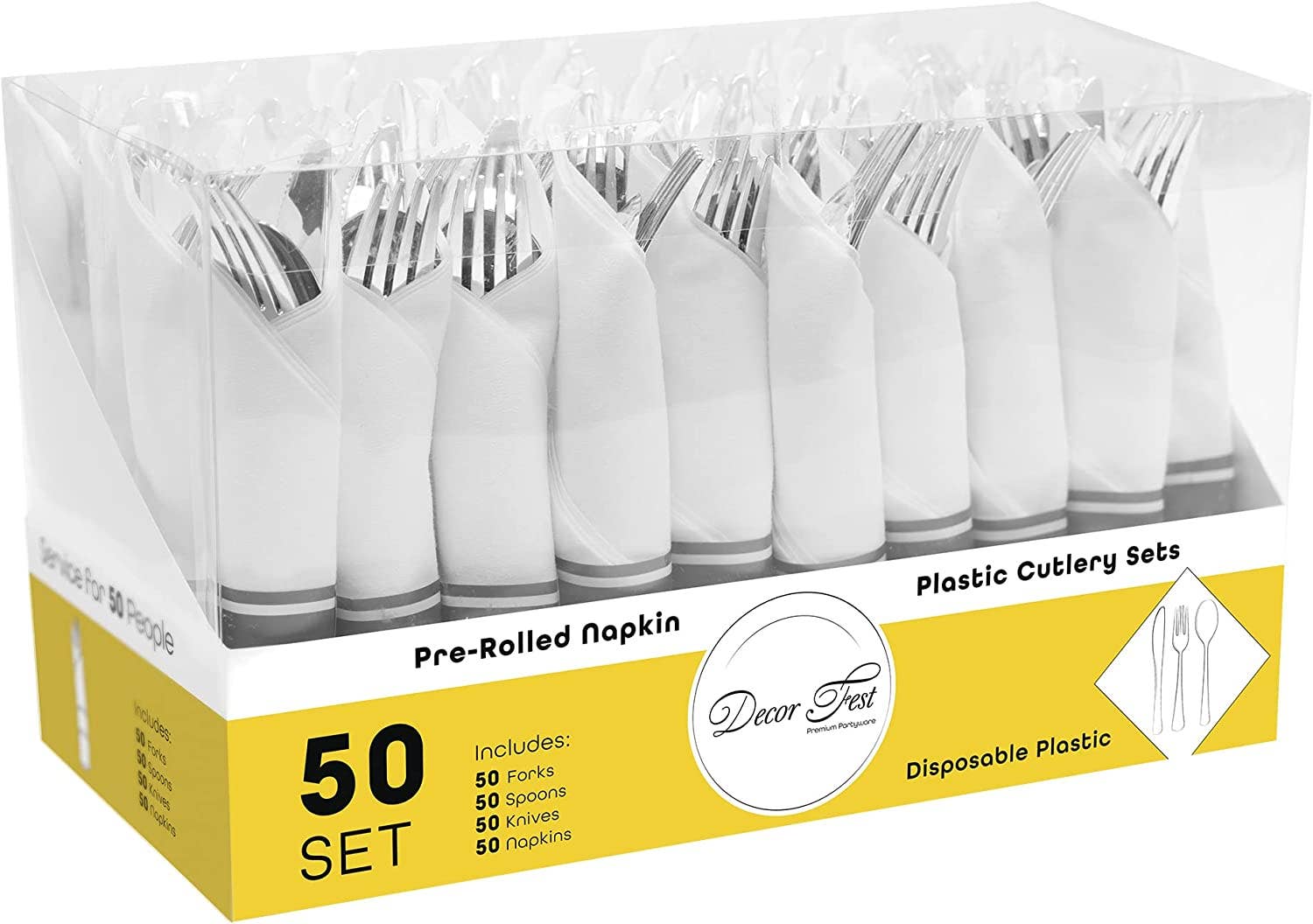 Portofino International Trading, USA - Wholesale Assorted Cutlery Set - Premium Pre-rolled Napkin and Plastic Cutlery Set - 50 sets1