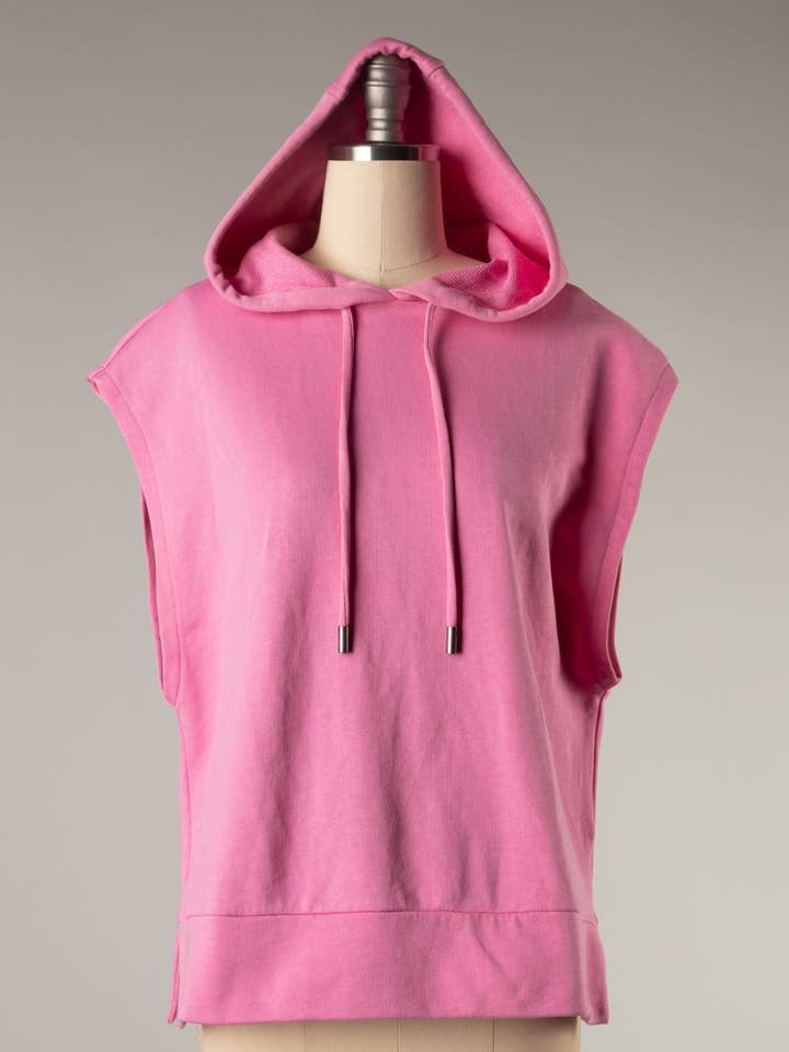 FST36146-STK Solid sleeveless hoodie 6PK for wholesale by Fascination by Intrend