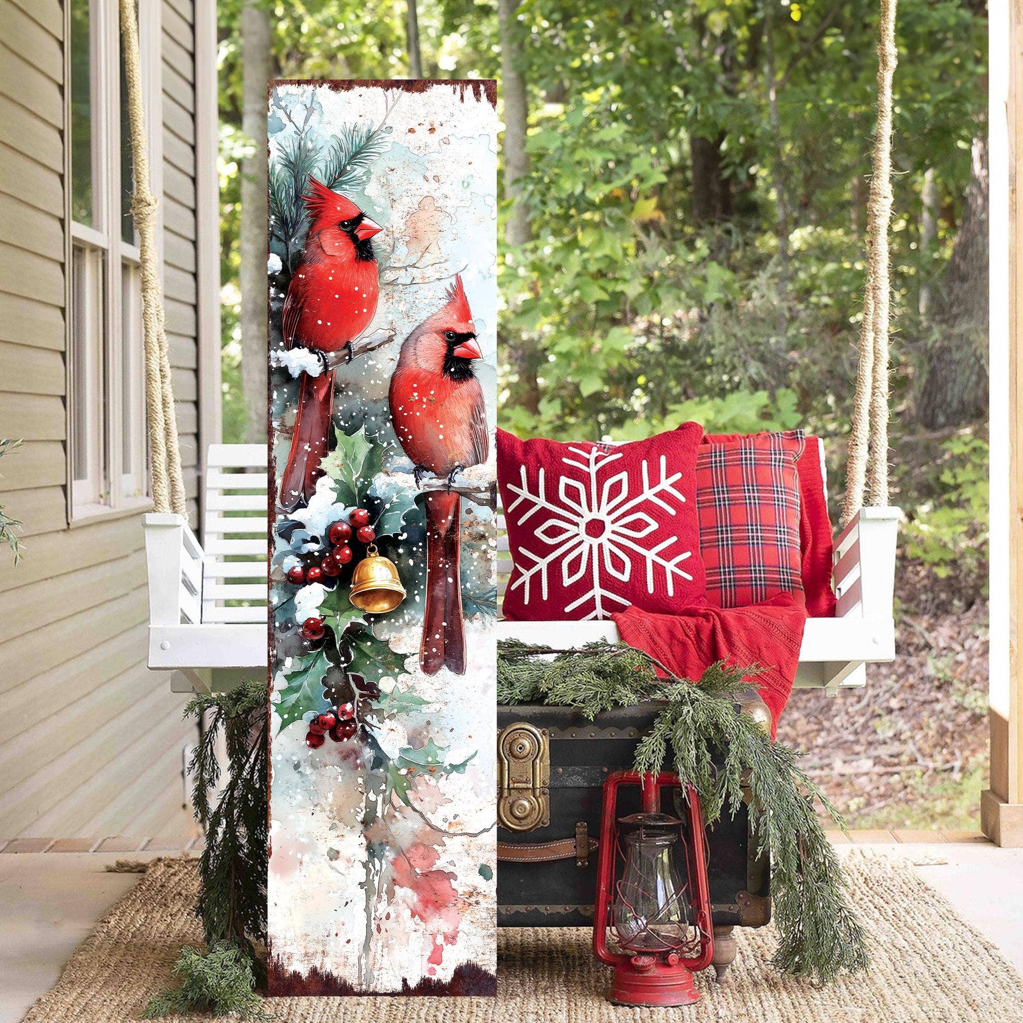 TX USA Corporation - Wholesale Christmas Wall Art - 48" Merry Christmas Front Porch Sign | Snowy Cardinals Outdoor Holiday Decor6