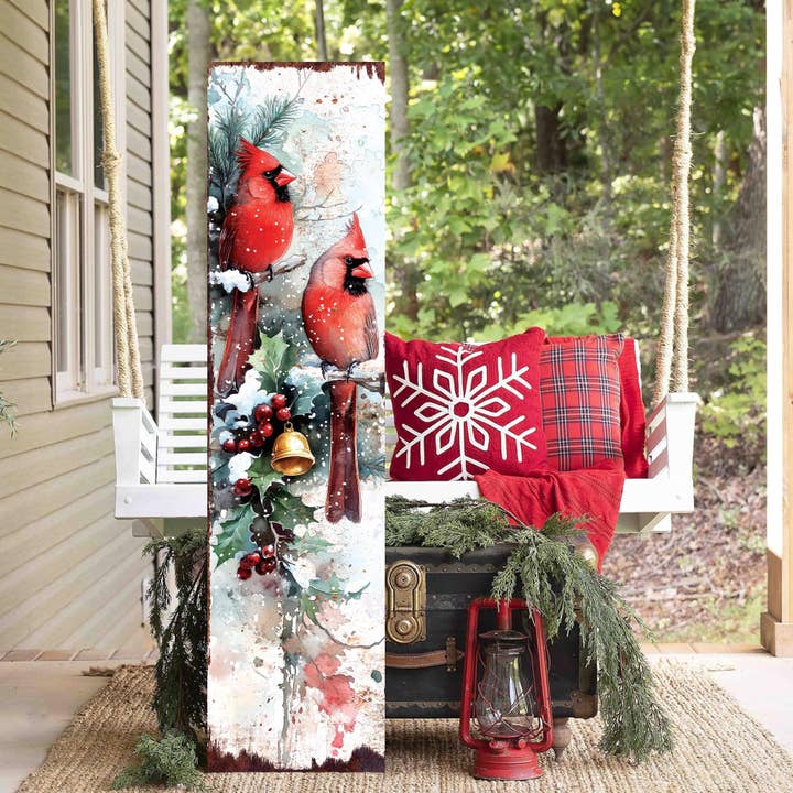 TX USA Corporation - Wholesale Christmas Wall Art - 48" Merry Christmas Front Porch Sign | Snowy Cardinals Outdoor Holiday Decor6
