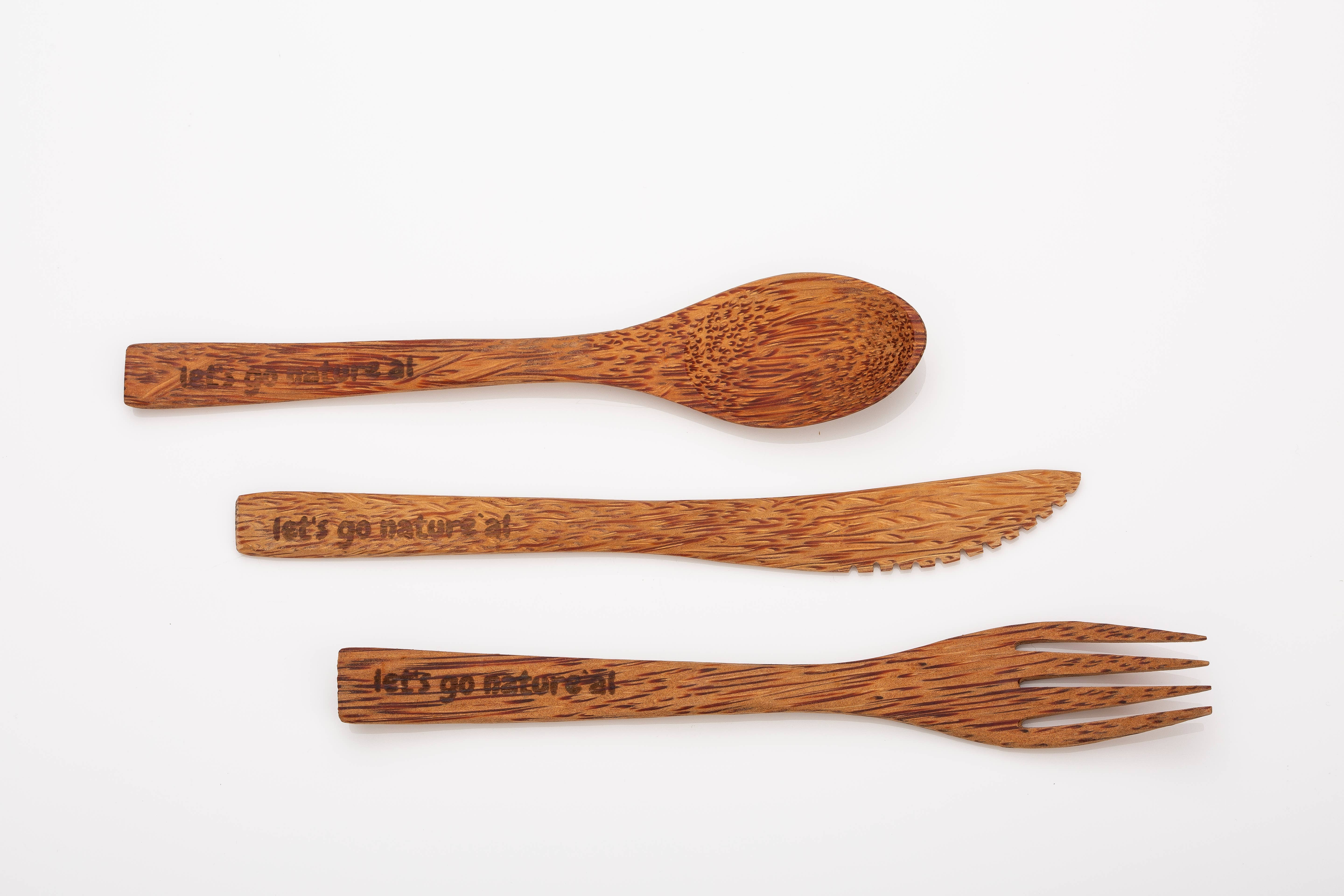 Goodly Gosh - Wholesale Assorted Cutlery Set - Coconut Wood Reusable Cutlery Set | Fork, Spoon, and Knife4