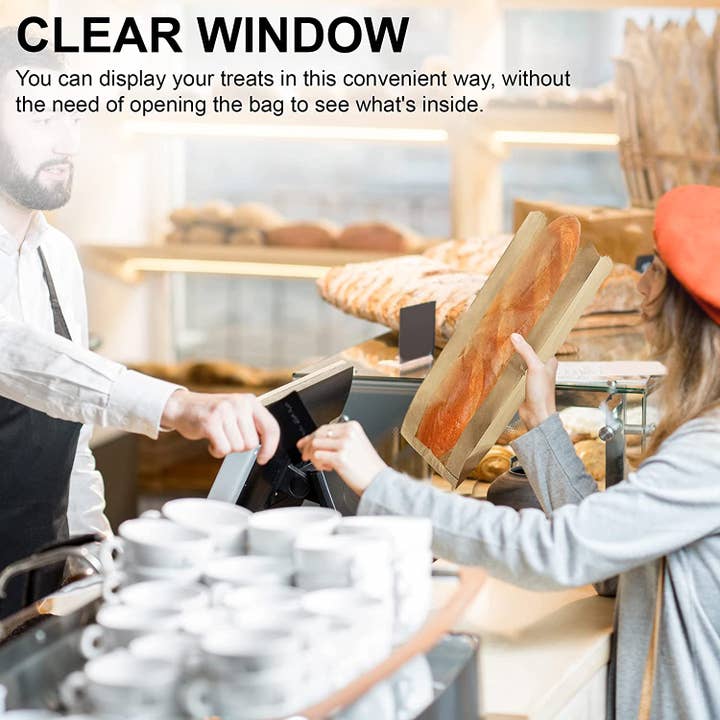 MT Products - Wholesale Food Storage Wrap/Bag - MT Products Brown Paper Bread Bags with Window