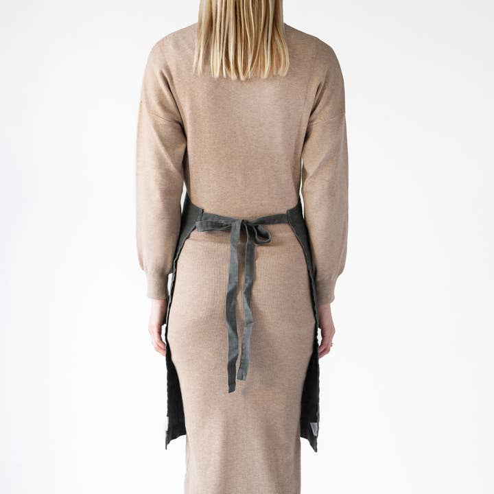 Linen Tales - Wholesale Apron - Forest Green Linen Daily Apron