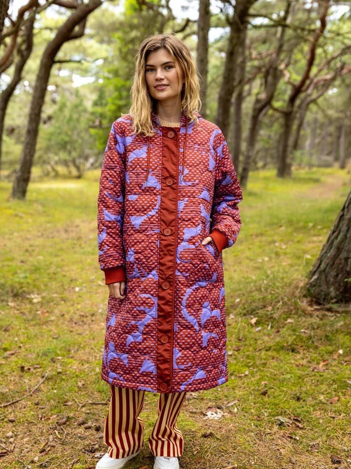 Danemeddow AOP Casaco Térmico Lilás Claro/Chili MEIO-TOM por atacado de Danefae København