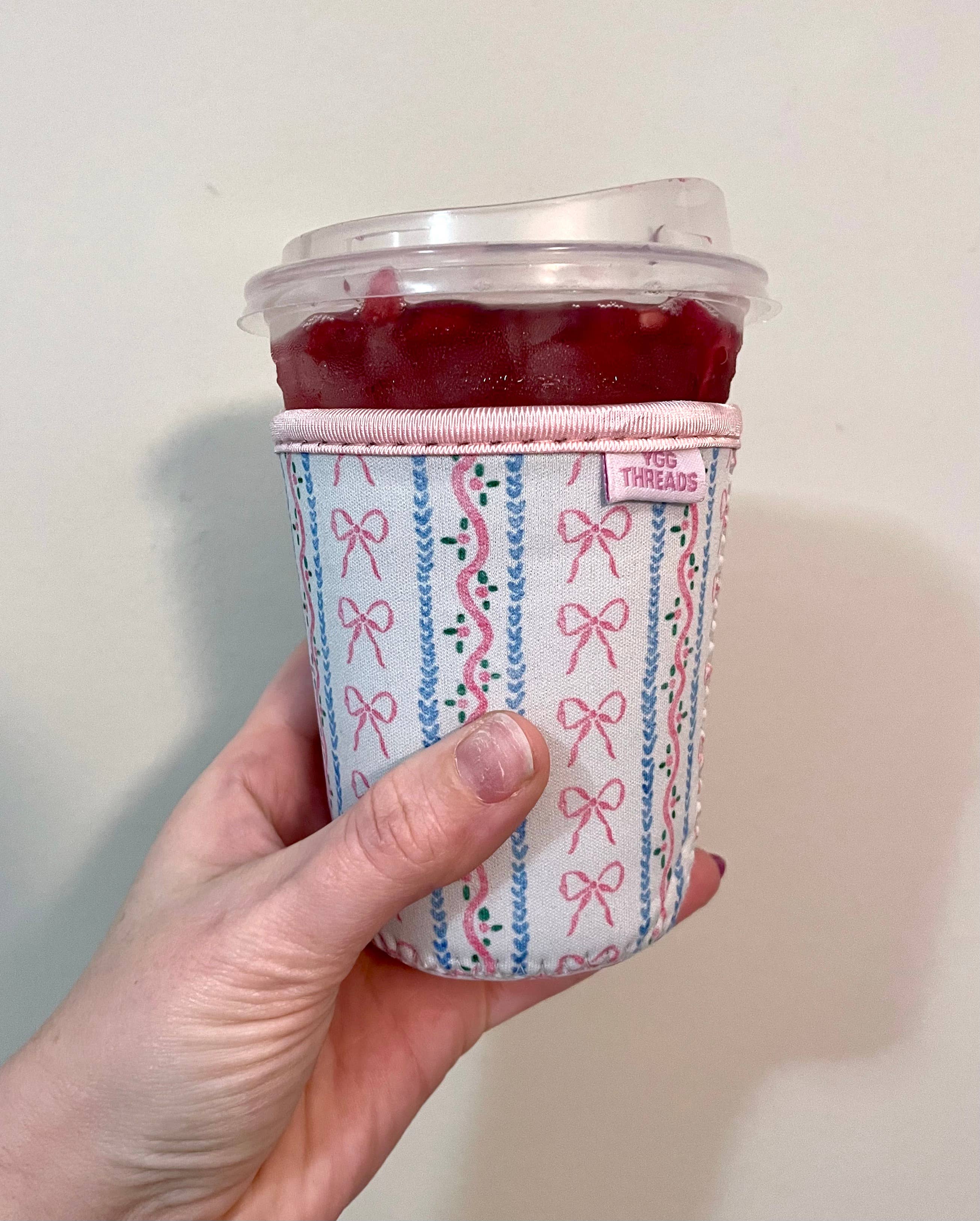 YGG Threads - Wholesale Drink Huggers & Koozies - Bow Stripes Iced Coffee Drink Sleeve - Small1