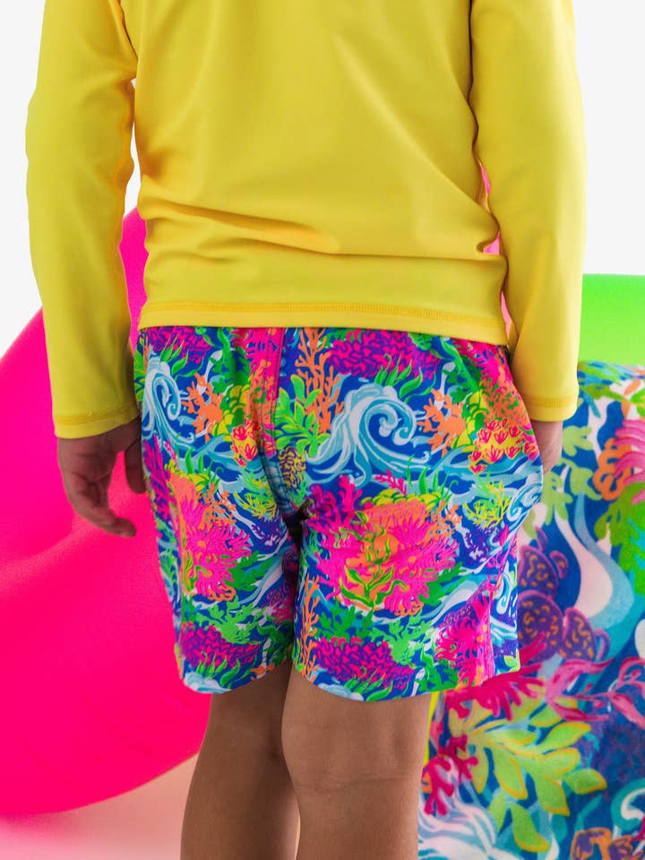 Multi Color Boys Neon Ocean Coral Performance Hybrid Swim Trunks
for wholesale on Faire2