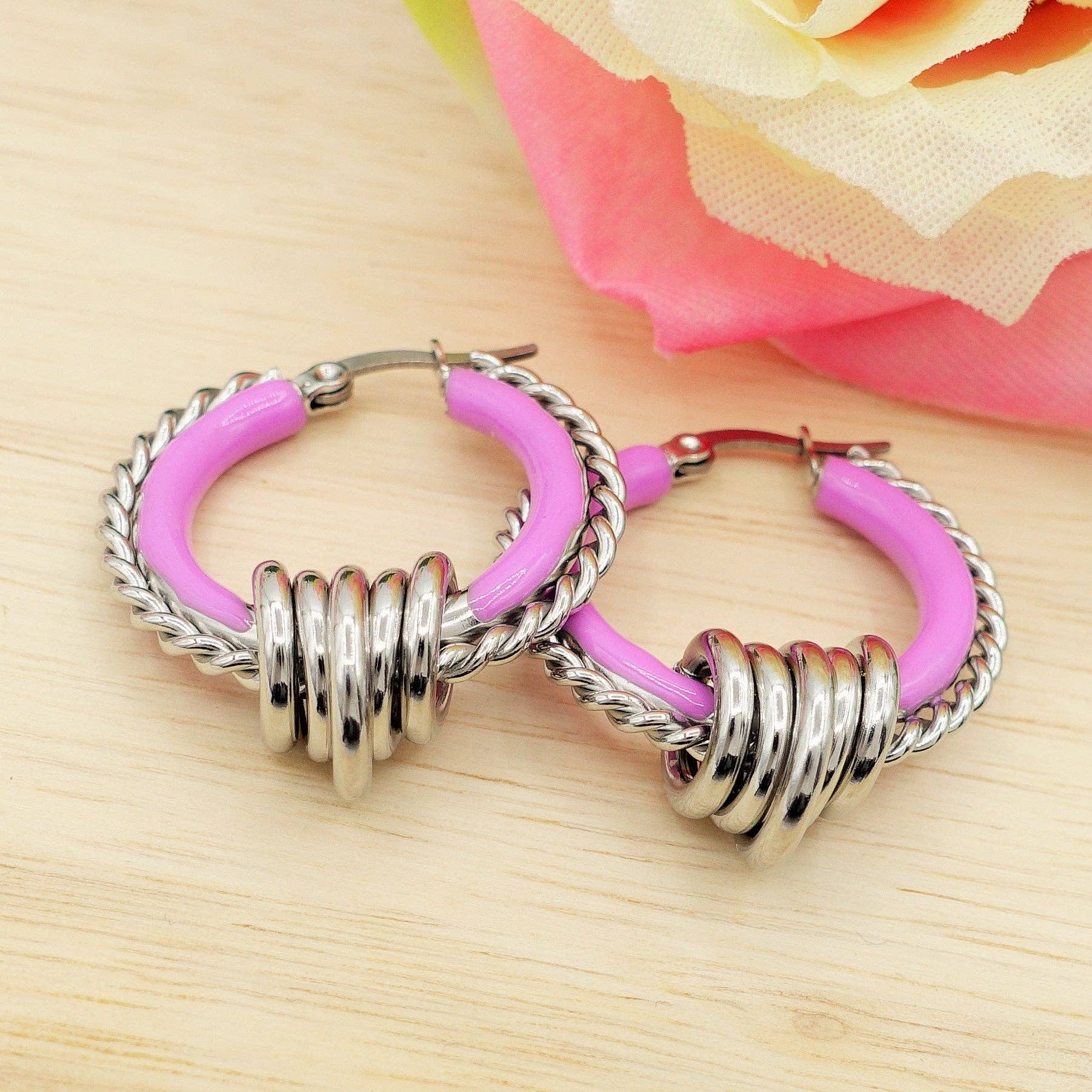 Daemon srls - Wholesale Hoop Earrings - JUDITH - ACCIAIO INOSSIDABILE orecchini a cerchio smaltati3