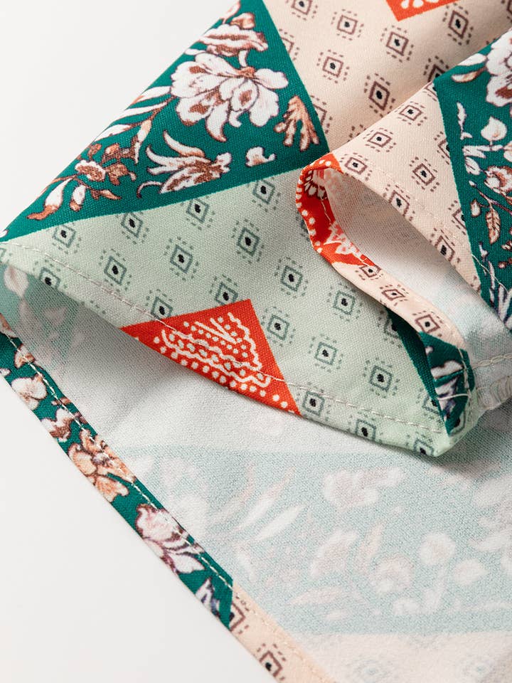 Jet Stream Paisley Geometric Patchwork Crew Neck Loose Fit Top for wholesale on Faire5