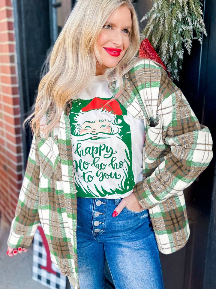 Suhkasana - Wholesale Shirt Jacket/Shacket - Women's - Christmas Plaid Button Down Flannel Shacket for Women6