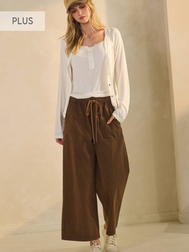 Plus Wide-leg Acid Washed Pants for wholesale by Oddi