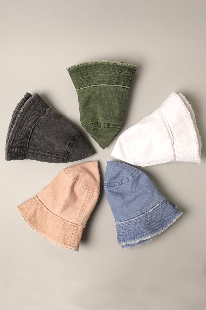 Fashion City – wholesale Bucket Hat - Dam – Sliten duk bomull denim hink hatt19