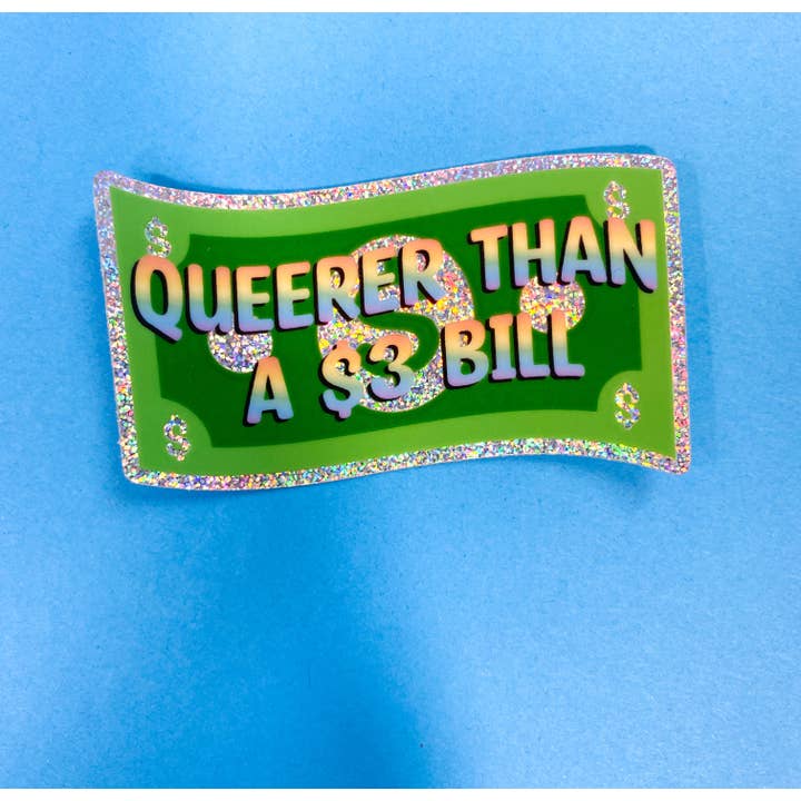 Más raro que un billete de $3 pegatina - purpurina para venta al por mayor de Support the T