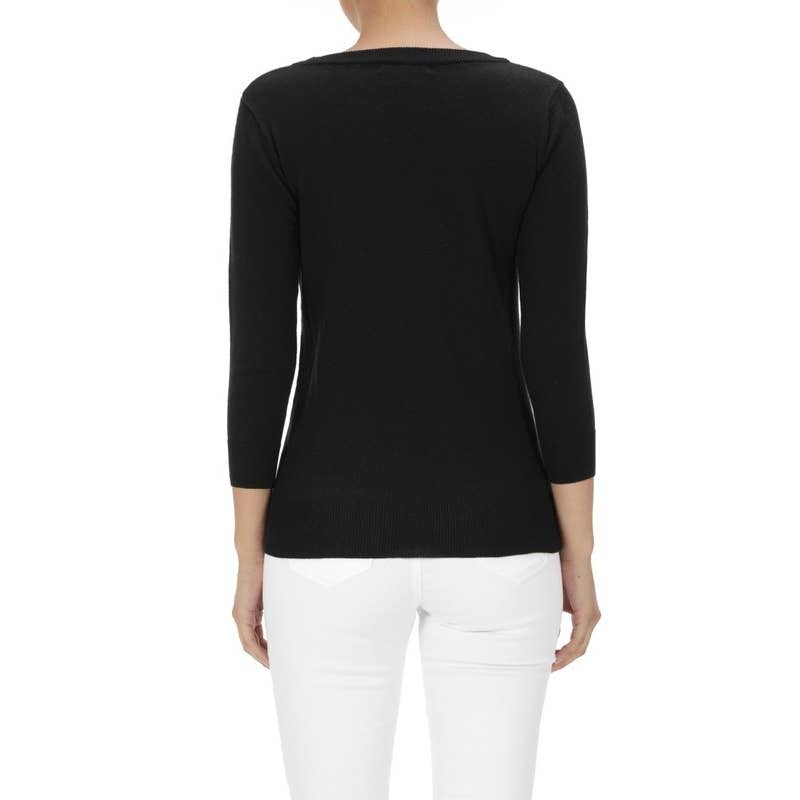 Mak – wholesale Pullovertröja - Dam – Heart Chenille Crewneck 3/4 ärm tröja MK359521