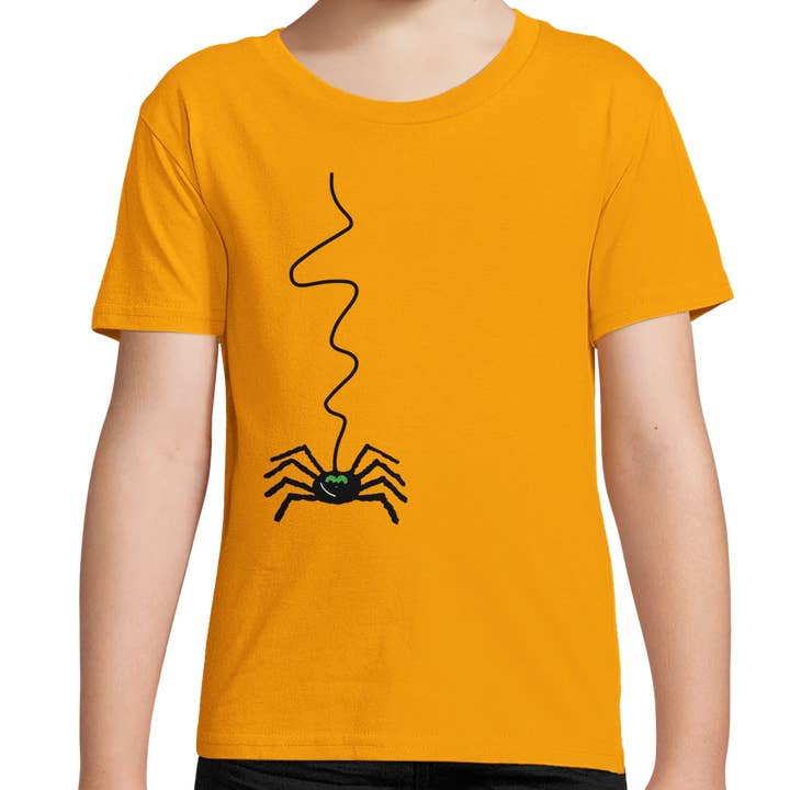 Organic Spider Kids T-Shirt | Hand-drawn in Scotland for wholesale by Bold Bairns