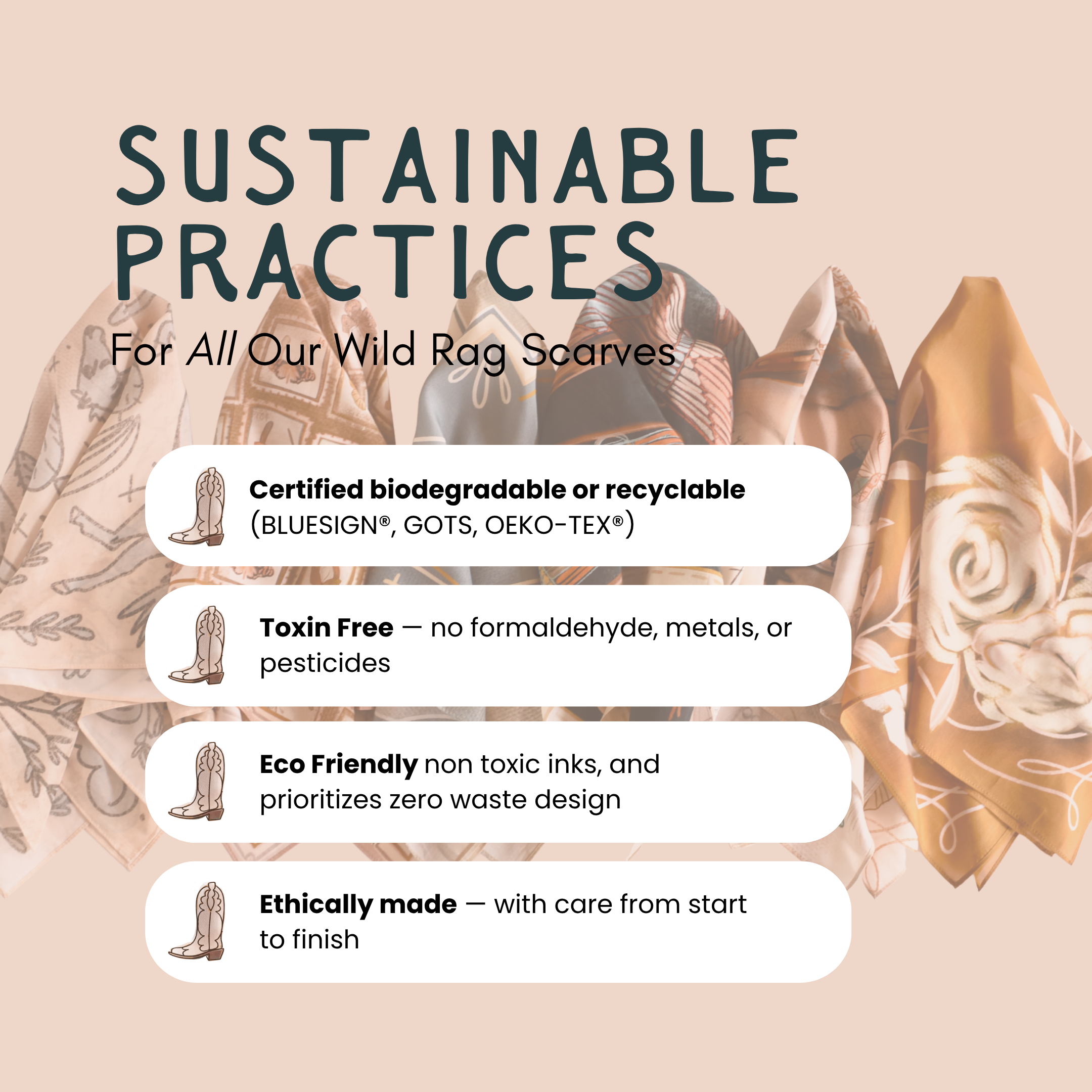 Tirzah Lane Art - Vente Écharpe – femme - Saddle Club Foulard en Soie Western Cowgirl Sauvage Artisan Cadeau6