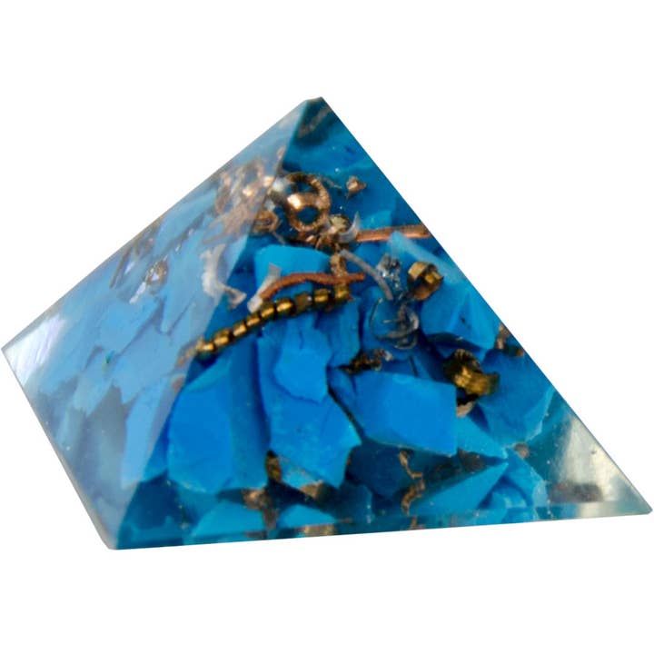 Orgone Resin Pyramid Firozi (Indian Turquoise) - Throat Chak for wholesale by Kheops International
