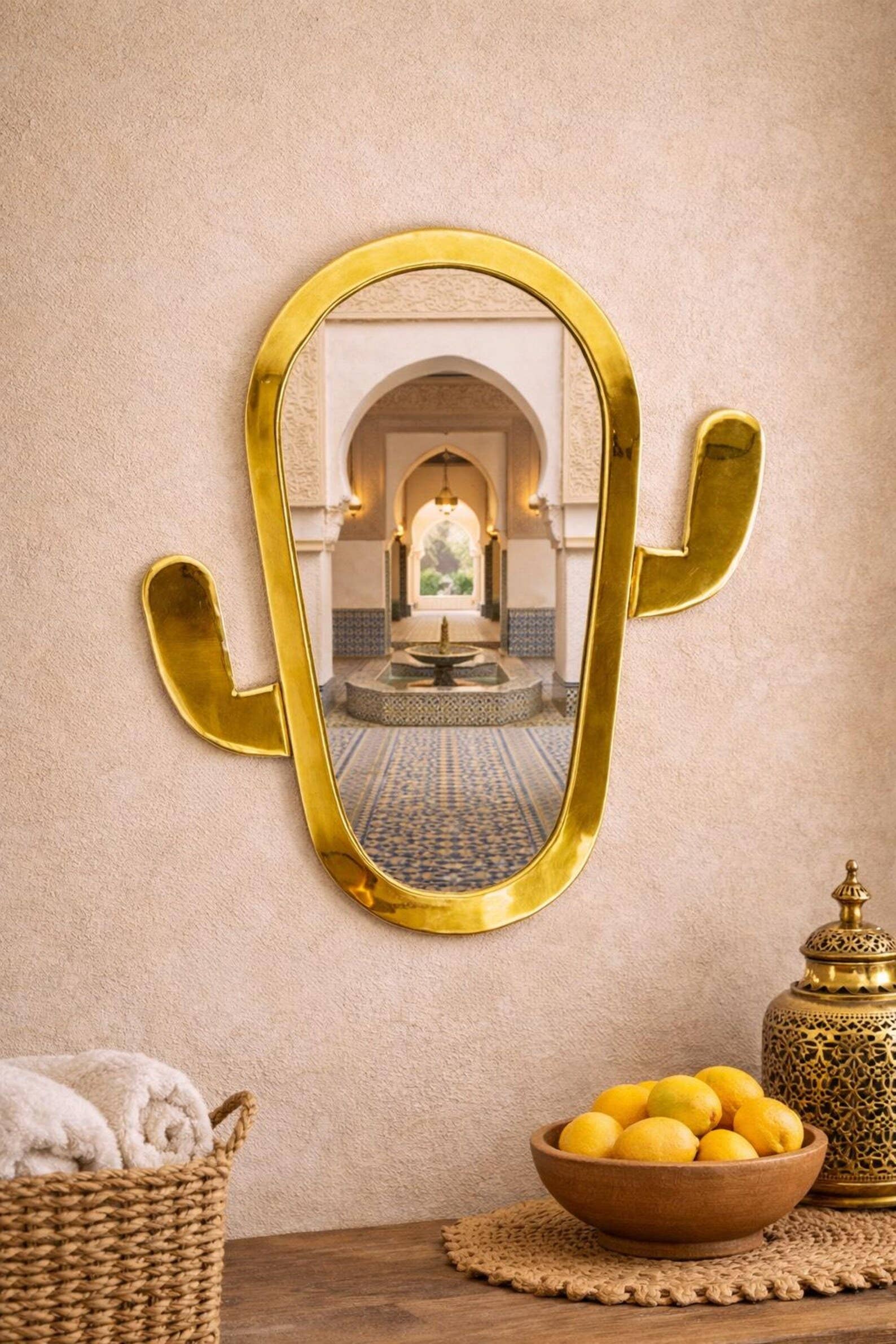 Mikwi - Wholesale Wall Mirror - Moroccan CACTUS Mirrors (Brass), Brass Mirror  Wholesale 0