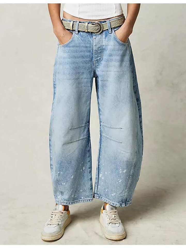 Sweetkama - Wholesale Jeans - Women's - Ladies Mid Rise Wide Leg Barrel Jeans SKP522