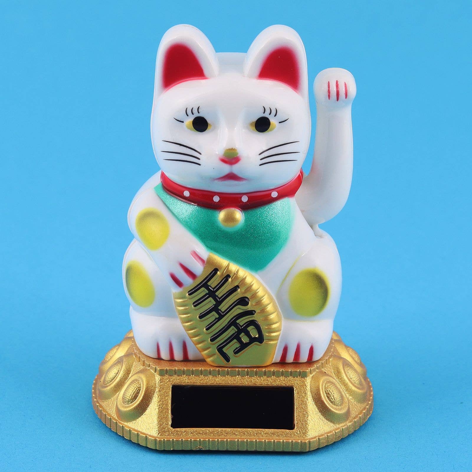 Tribal Trade GmbH - Wholesale Decorative Figurine - Lucky cat Maneki-neko waving cat solar round 8cm white8