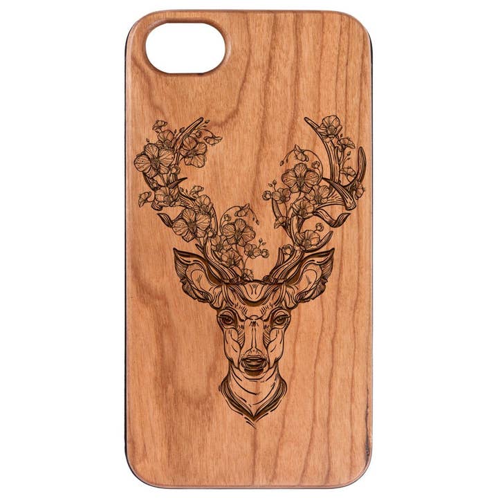 Cherry Wood - Deer with Flowers Engraved for wholesale by OTTO CASE