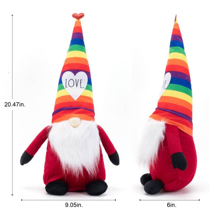 DesignStyles Home - Wholesale Decorative Tabletop Object - Rae Dunn “Love” Valentine Gnome with Rainbow Hat2
