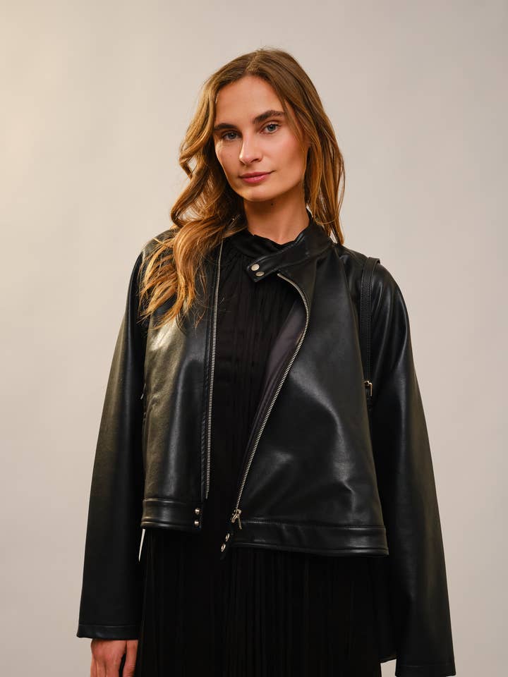 Veste en cuir trapèze 99736J pour la vente par Blue B