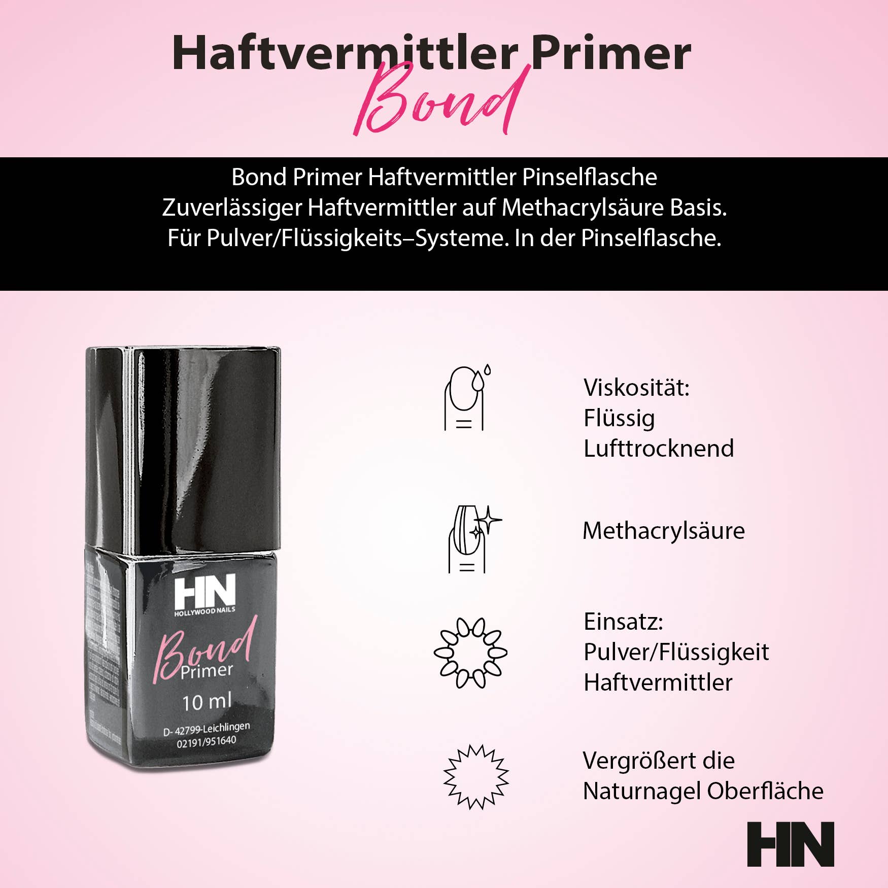 HOLLYWOOD NAILS - Wholesale Nail Hardener/Strengthener - Bond 10 ml bonding agent primer liquid2