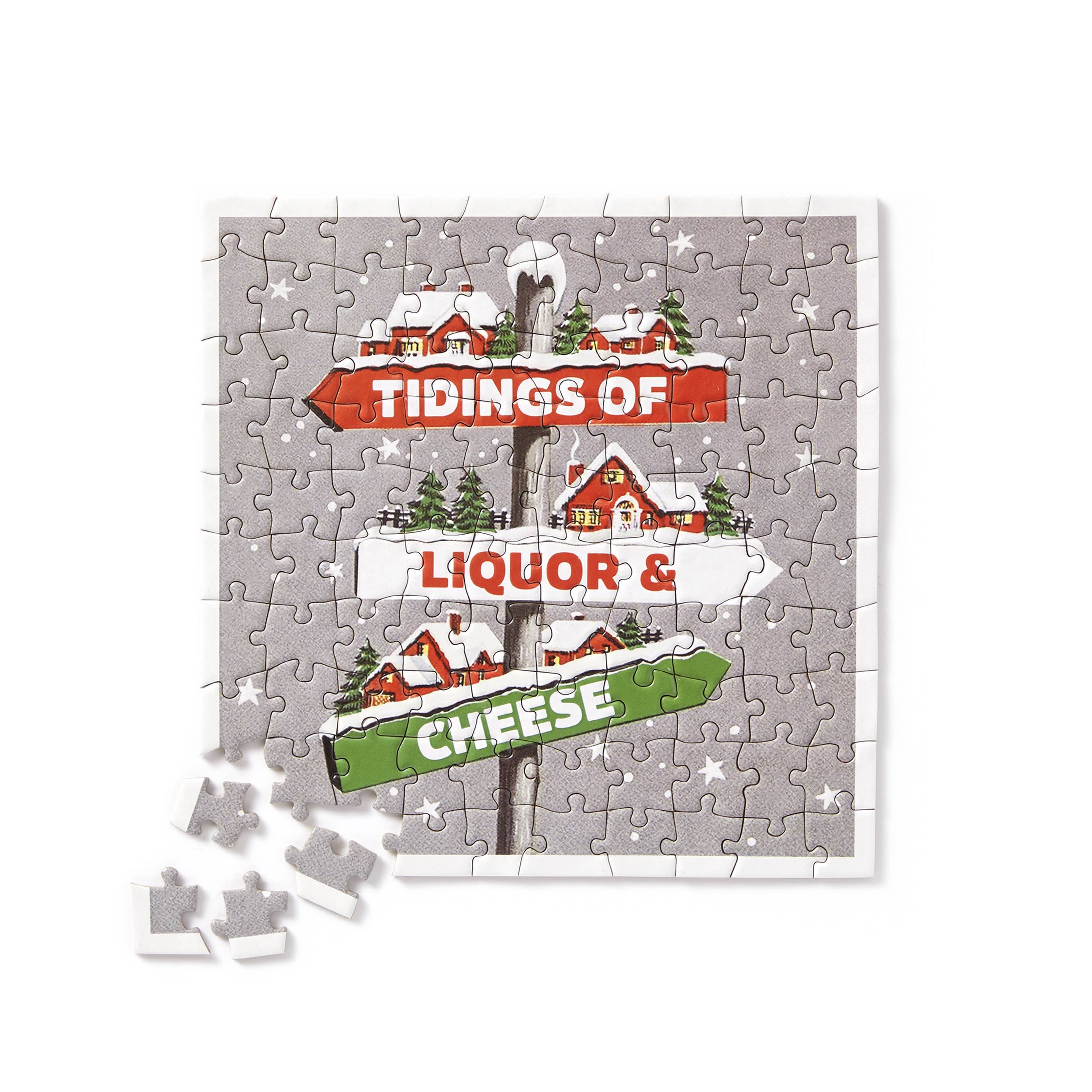 Chronicle Books - Wholesale Puzzle - Adult - Brass Monkey Tidings of Liquor & Cheese 100 Piece Mini Puzzle2