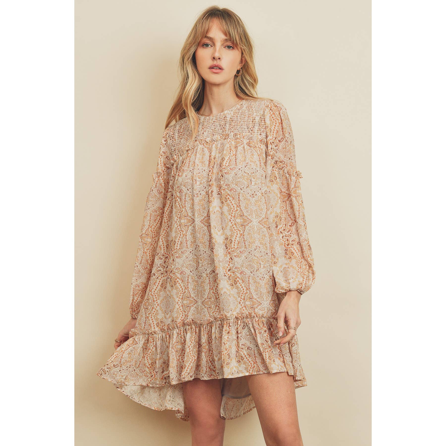 MIMOSA FD8208 Vestido con vuelo fruncido de destino de venta al por mayor en Faire4