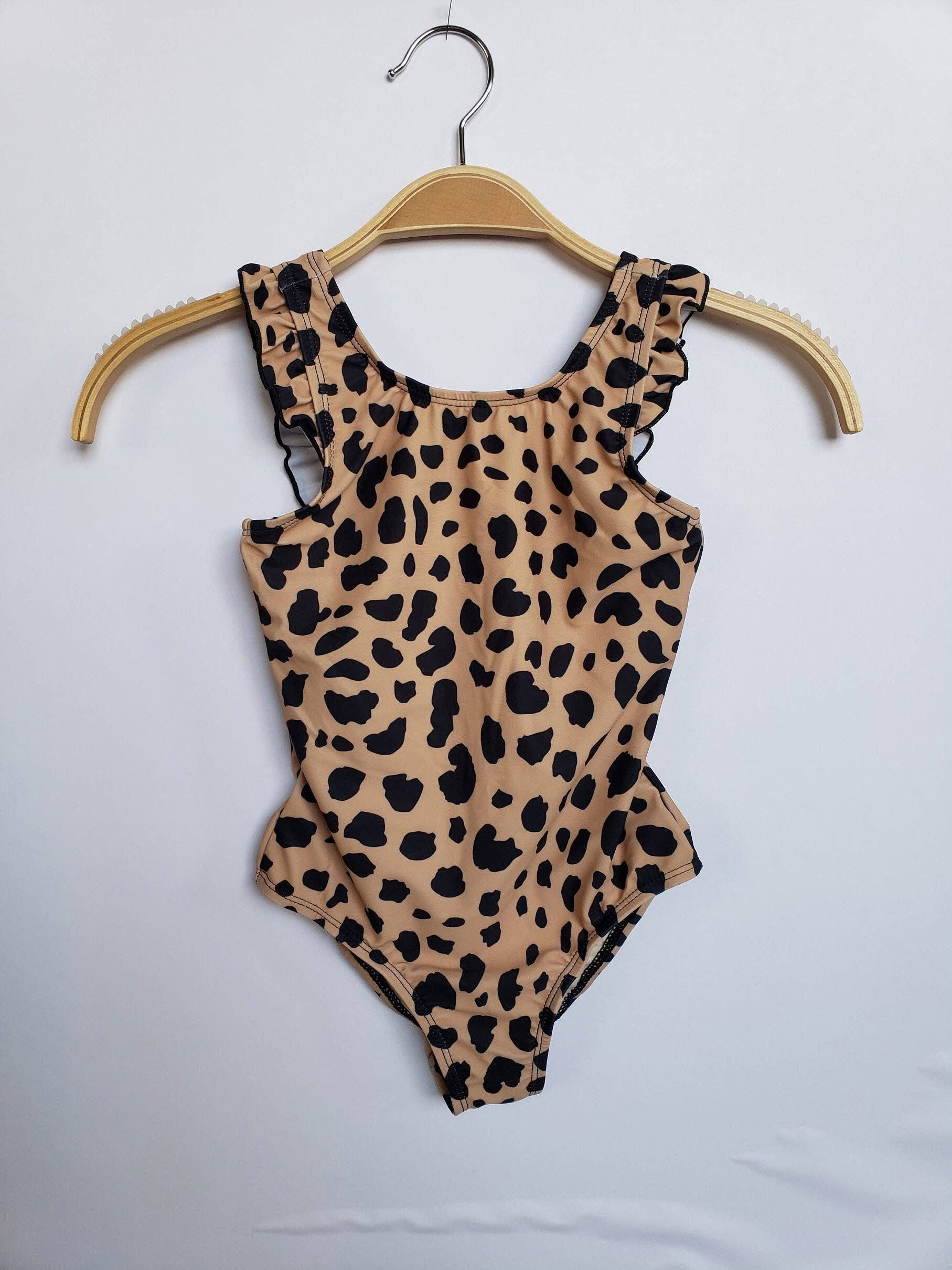 MARINA WEST SWIM - Venta al por mayor Bañador - Niños - Tanque 1pc con volante alrededor del hombro UPF 50+ leopardo0