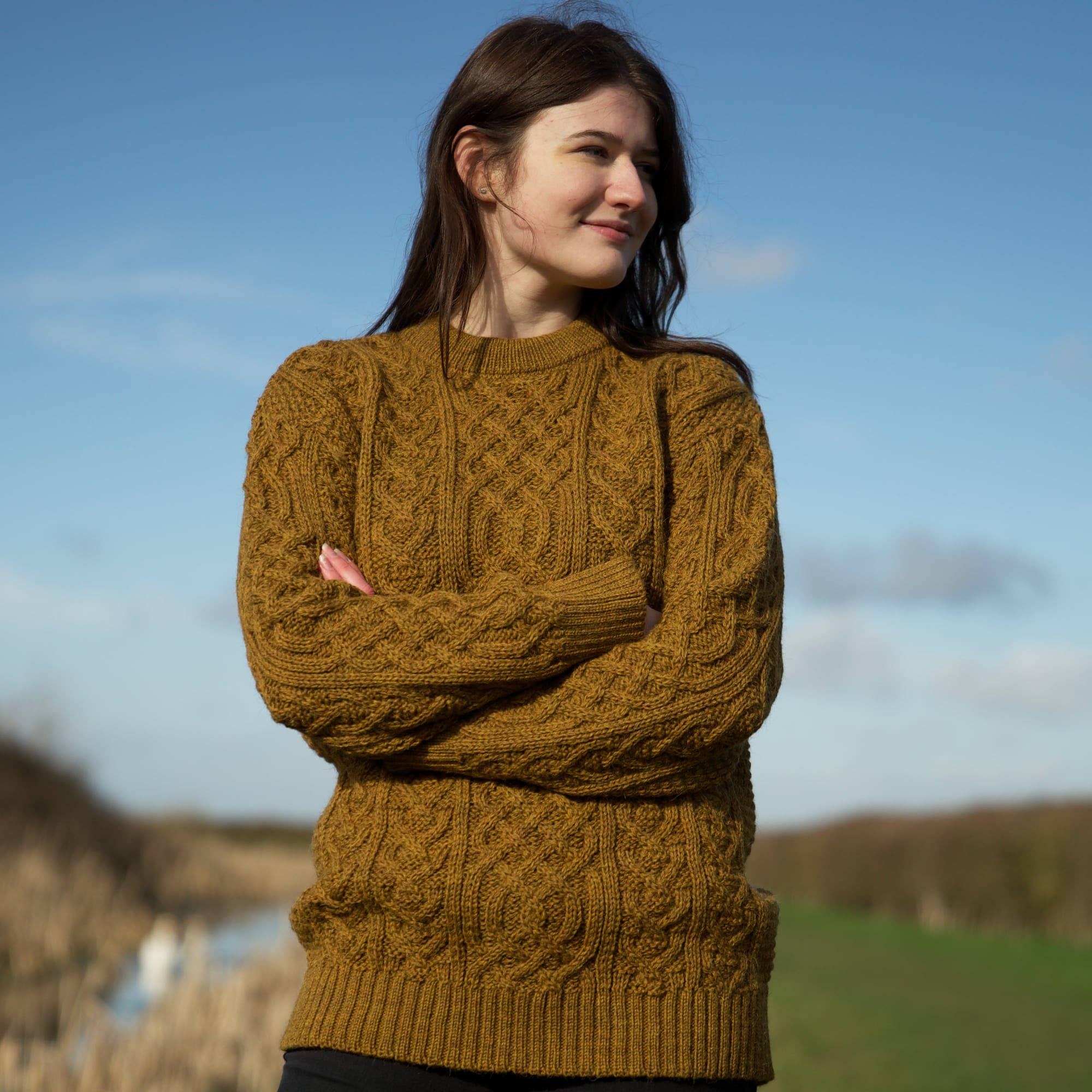 Mars Knitwear - Wholesale Pullover-trui - Uniseks - Britse wollen Aran kabeltrui - Harvest1