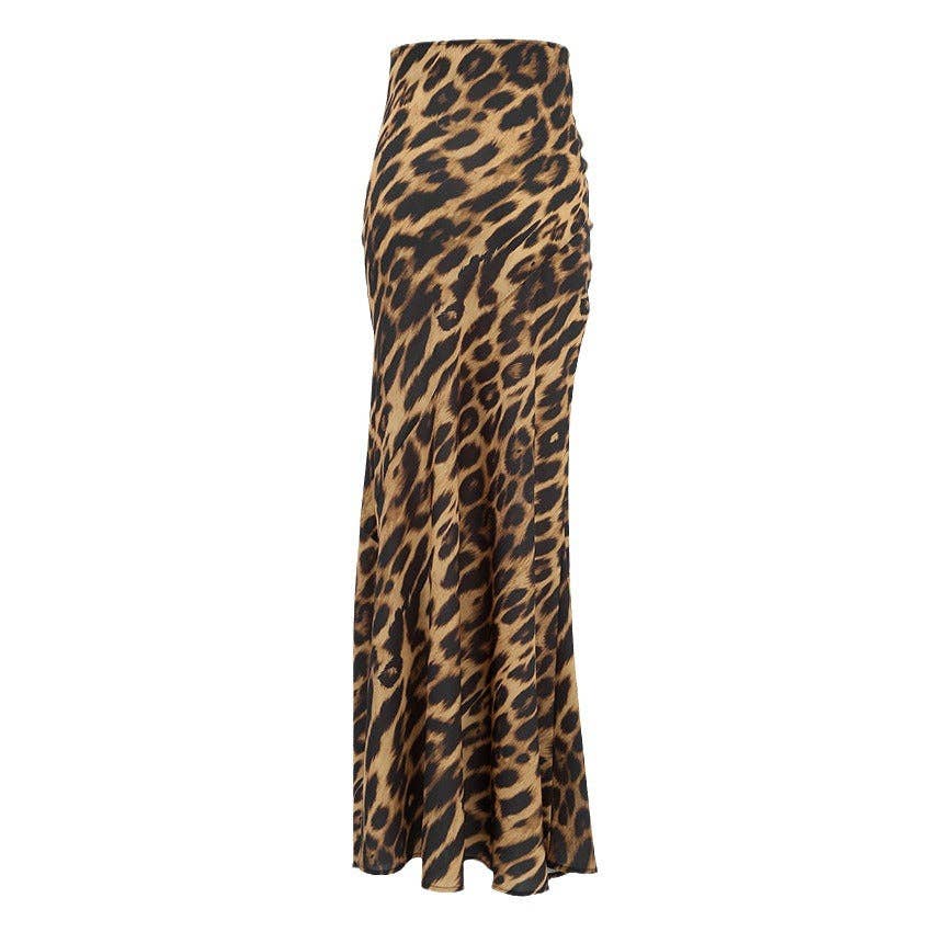 Marayn - Wholesale Skirt - Women's - Vintage Leopard Maxi Skirt Retro Summer Style 202413