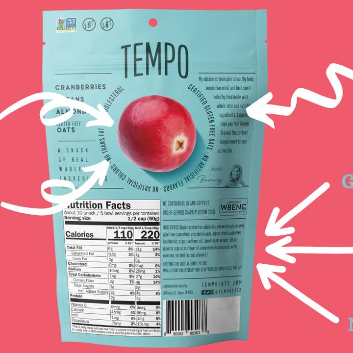 Tempo Granola - Wholesale Granola - Cranberry Pecan Almond Granola Clusters 4oz. (12 bag case)
