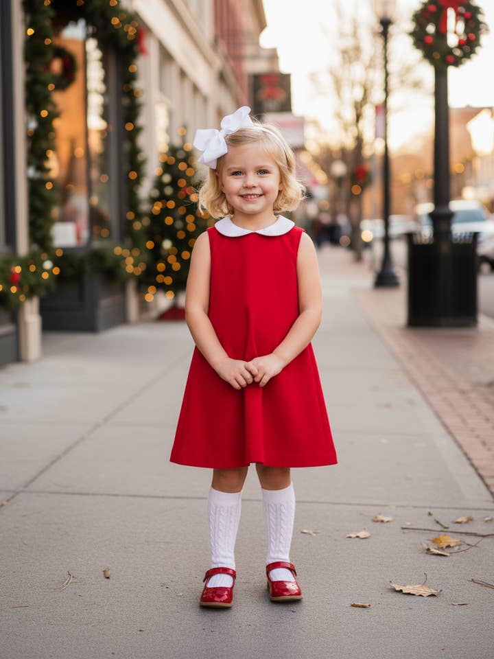 Posh Pickle – wholesale Dress – Kids – The Capelet Dress in Evelyn - Red Pinwale Corduroy5